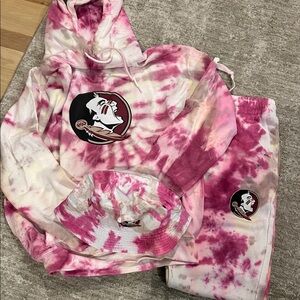 Women's Pink Tie-Dye Hoodie and Joggers Set